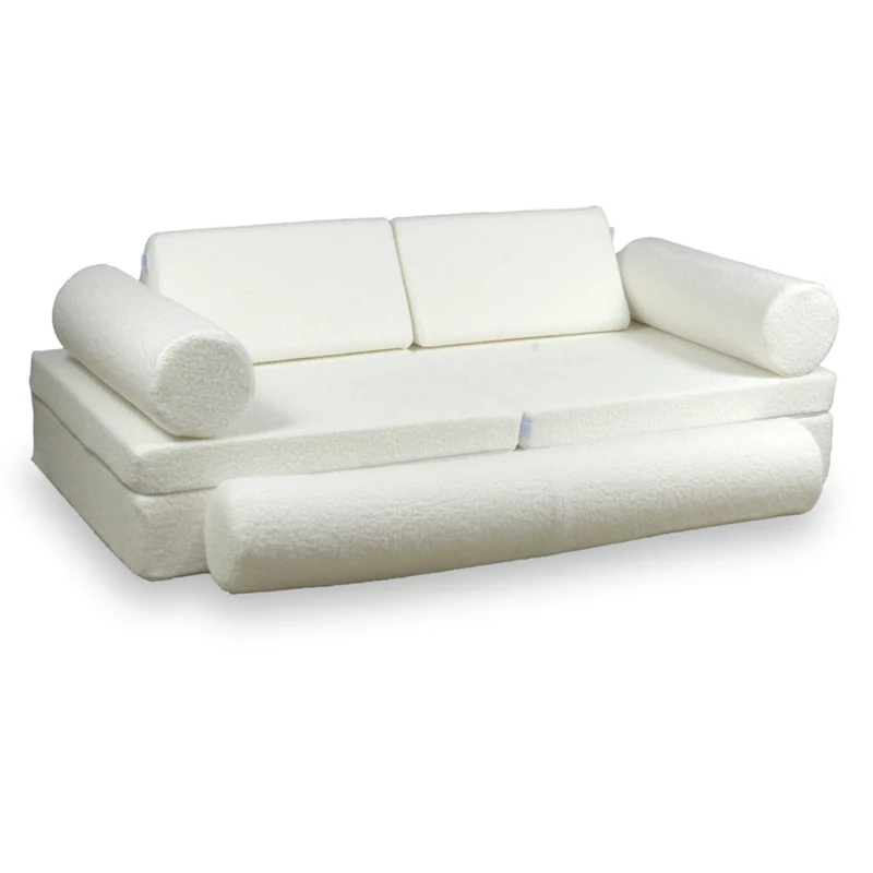 Canapé de jeu Montessori De Luxe Bouclé Blanc