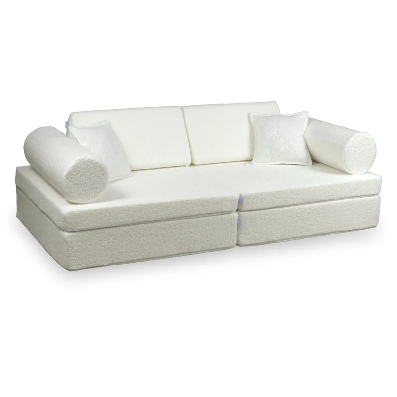 Canapé de jeu Montessori De Luxe Bouclé Blanc