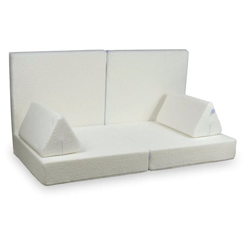 Canapé de jeu Montessori De Luxe Bouclé Blanc