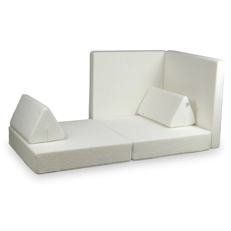 Canapé de jeu Montessori De Luxe Bouclé Blanc