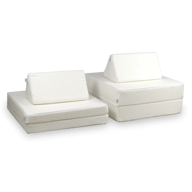 Canapé de jeu Montessori De Luxe Bouclé Blanc