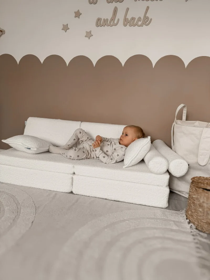Canapé de jeu Montessori Mini Confort en Bouclé Blanc