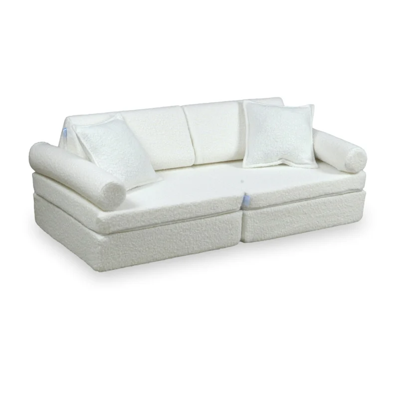 Canapé de jeu Montessori Mini Confort en Bouclé Blanc