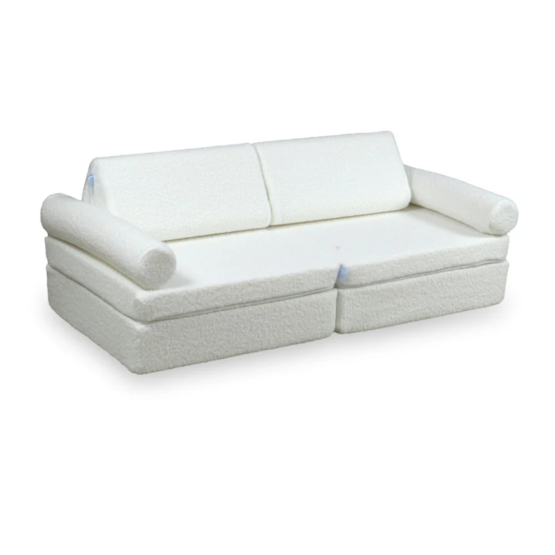 Canapé de jeu Montessori Mini Confort en Bouclé Blanc