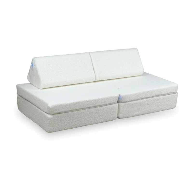 Canapé de jeu Montessori Mini Confort en Bouclé Blanc