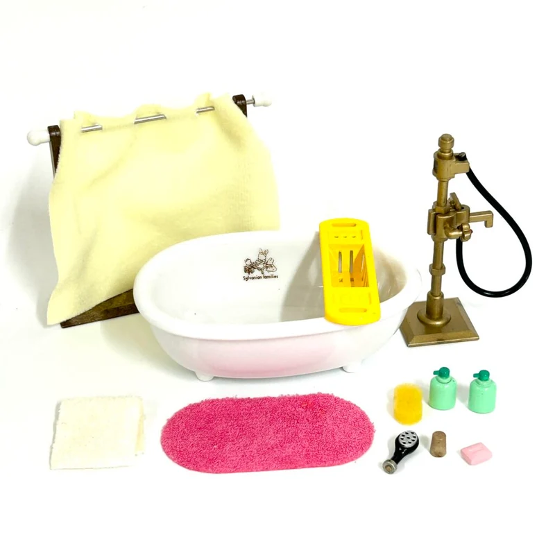 [used] Vintage Bath and Shower Set 1994 KA-66 Sylvanian Families Calico Critters