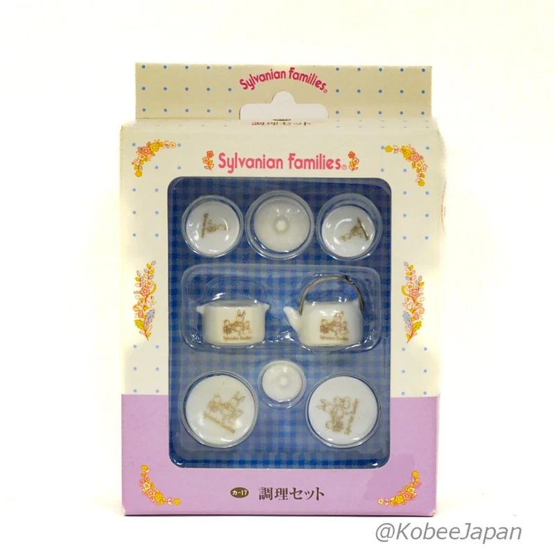 Vintage Ceramic Kitchenware Set KA-17 1985 Sylvanian Families Calico Critters