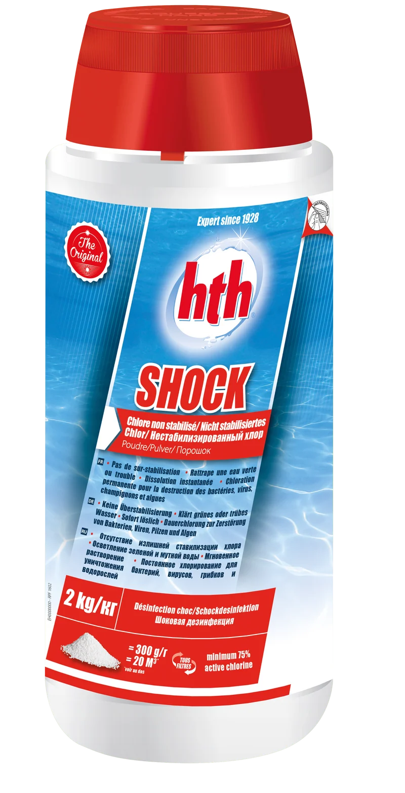 hth® SHOCK POUDRE - hypochlorite de calcium - 2kg
