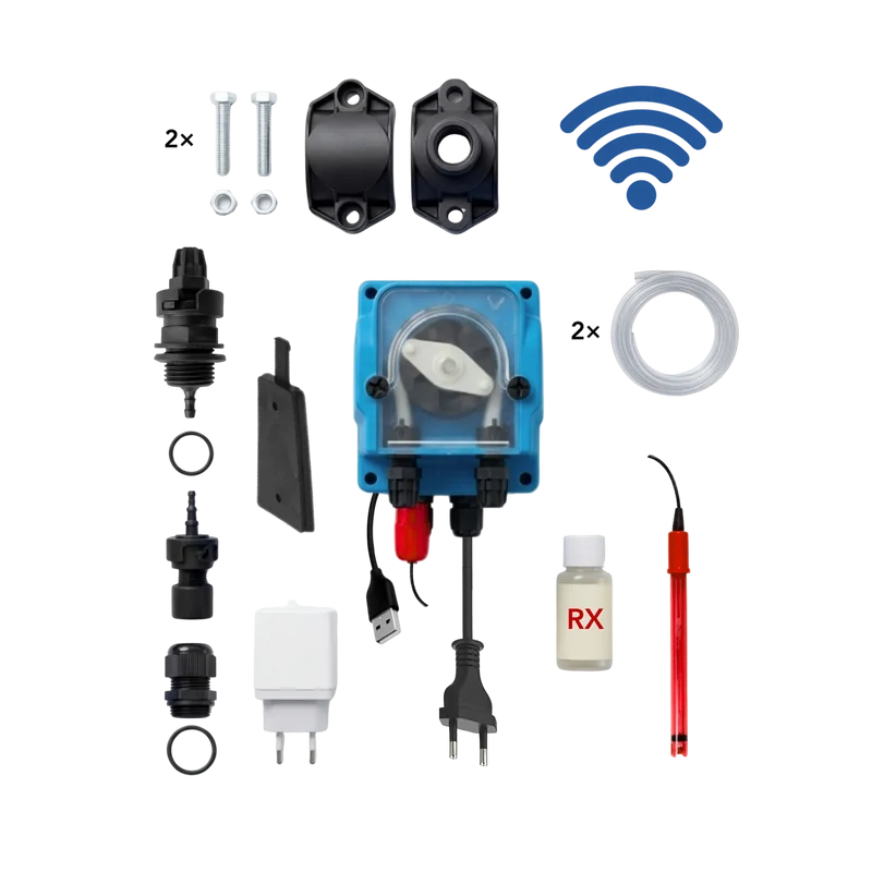 WiFiPOOL UNO pH + RX | Pompes doseuses MICRODOS | pilotage WiFi | kit complet | piscine jusqu'à 150m³