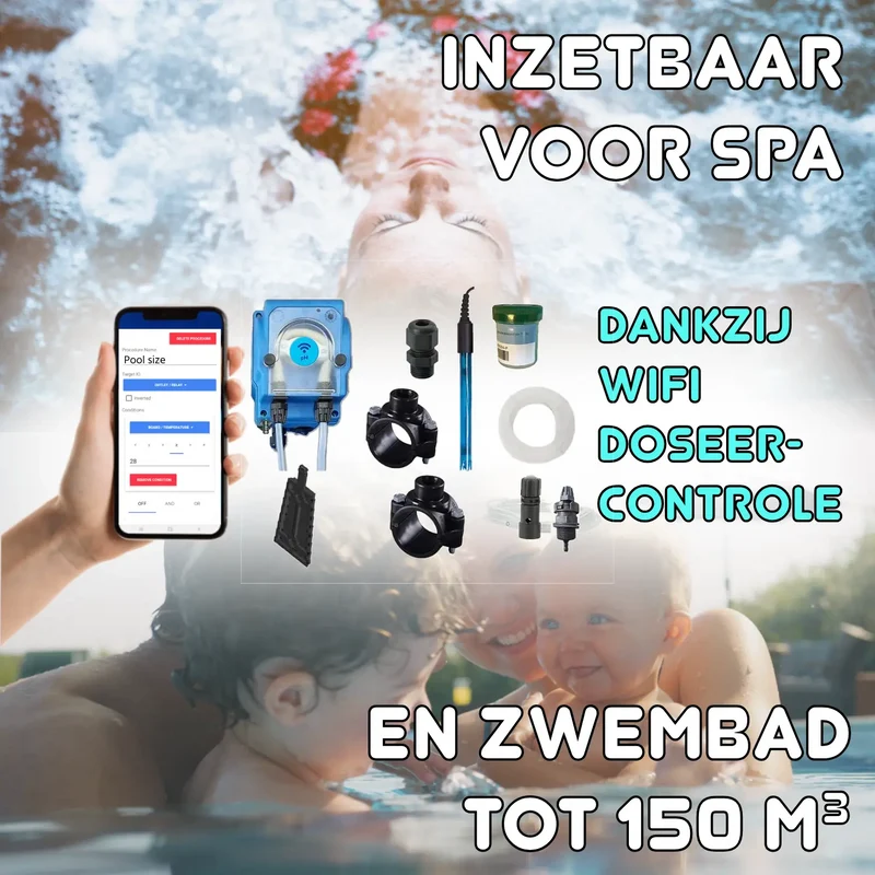 WiFiPOOL UNO pH - Pompe doseuse MICRODOS - pilotage WiFi - kit complet - piscine jusqu'à 150m³