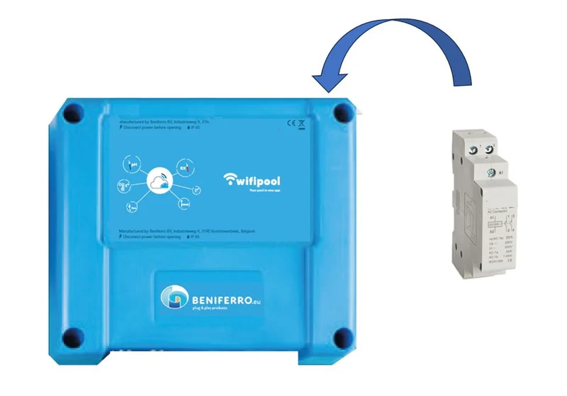 Contacteur supplémentaire 20A biphasé sur boîtier de mesure et de contrôle CONNECT PRO pour le raccordement à faire soi-même d'appareils jusqu'à 4,4 kW, tels que chauffage électrique, pompe à chaleur, etc