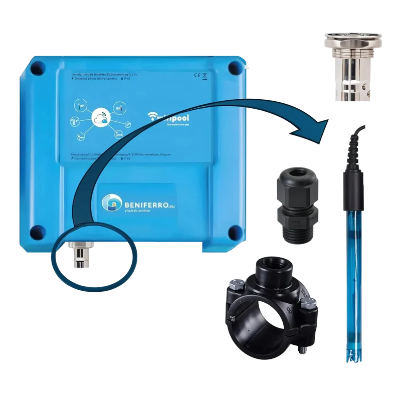 Mesure de pH supplémentaire sur le boîtier de mesure et de contrôle CONNECT PRO - comprenant sonde et matériel d'installation