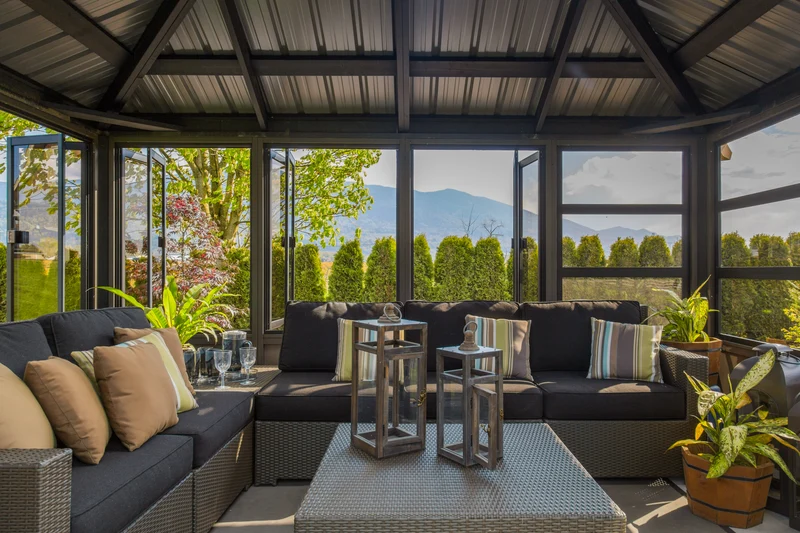 Pavillon Gazebo Stoneham 11' x 14' Gris de Visscher + BAIE