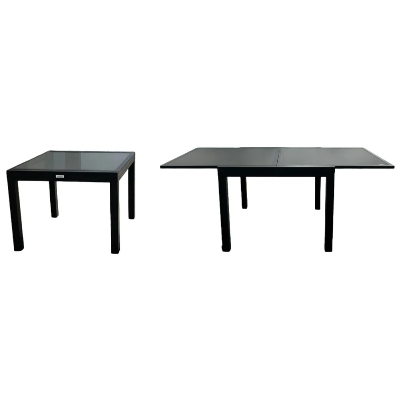 Table Emma Extensible Noir F72 / Verre Dépoli Noir 35x35x70