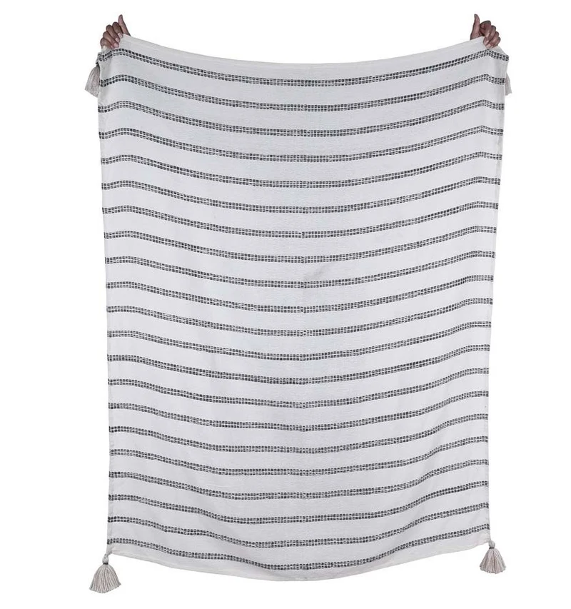 Jeté Natural 50" x 60" Naturel & Gris