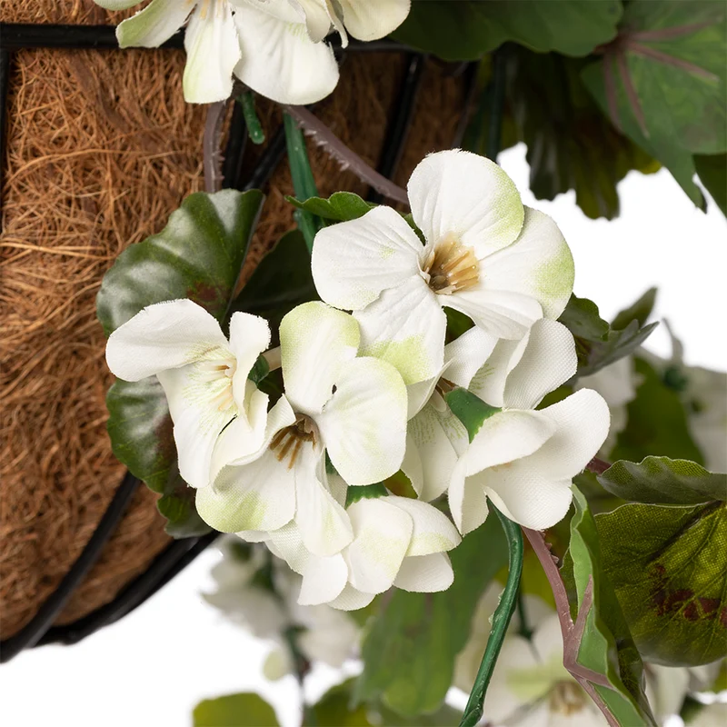 Jardinière de Géranium Blanc Panier Jute