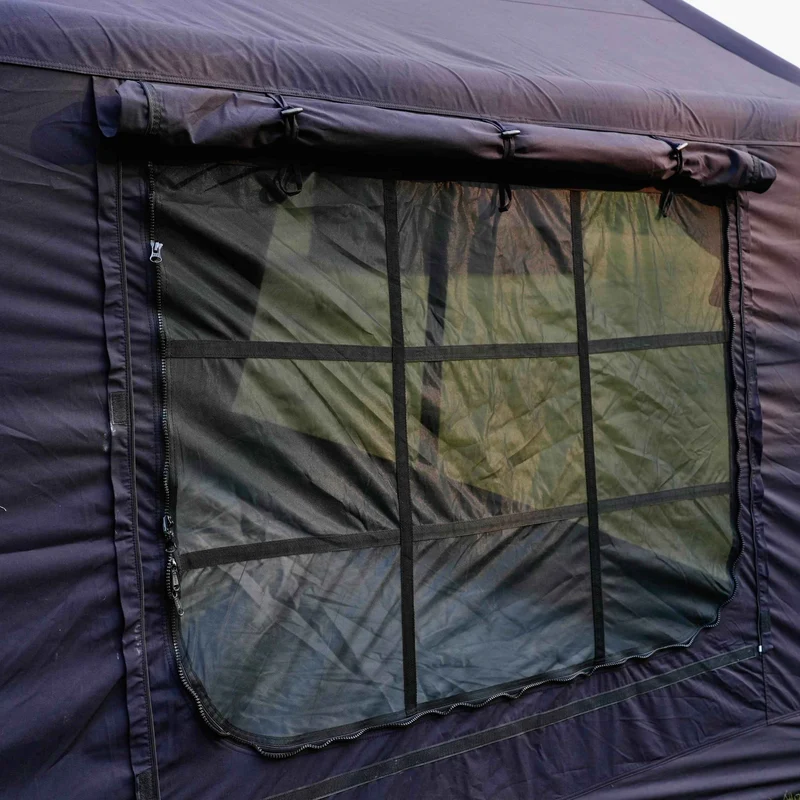 Coody Familia AirTent 13.6 Black – Inflatable Hot Tent with Stove Jack, 2–8 People + Caminus M Wood Stove