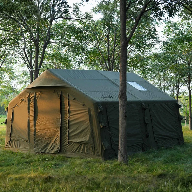 Coody Familia AirTent 13.6 Forest Green – Inflatable Hot Tent with Stove Jack, 2–8 People + Caminus M Wood Stove