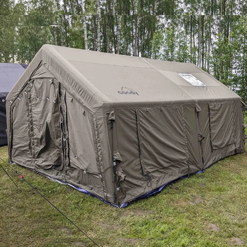 Coody Familia AirTent 17.2 Green – Large Inflatable Hot Tent with Stove Jack for Camping, 2–10 People