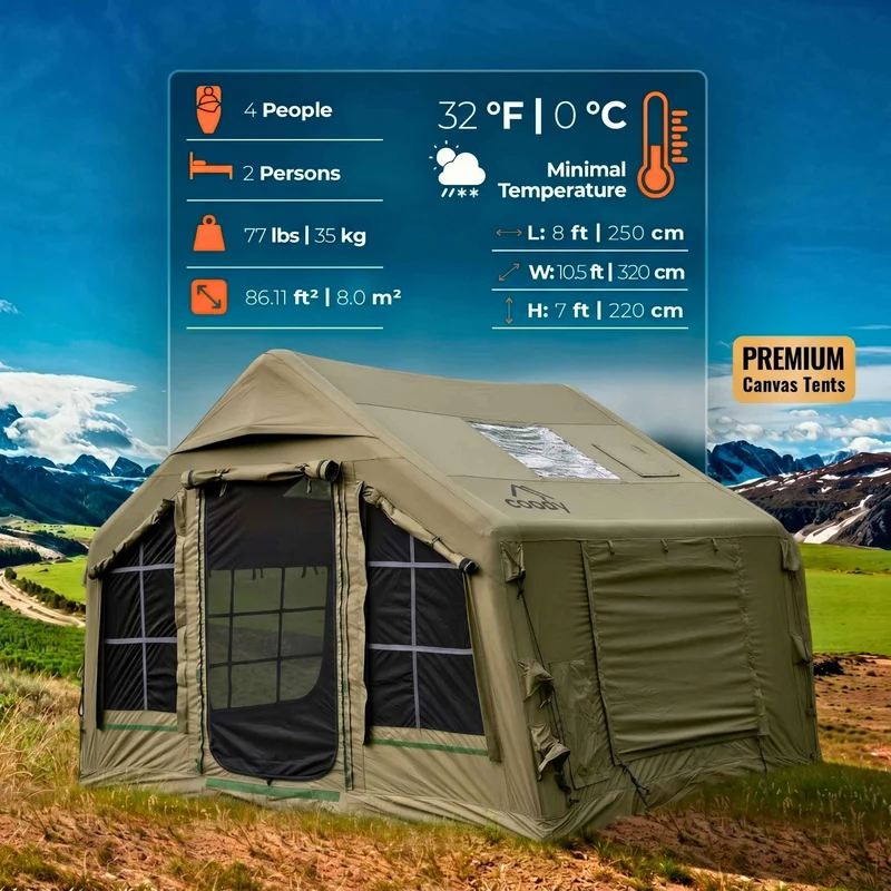 Coody 8.0 Air Tent Forest Green (1-4 Person)+ Carpet for Coody 8.0 Beige