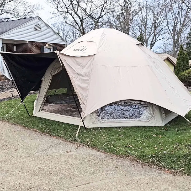 Coody Aurora Dome Beige (2-4 Person)+Carpet(Beige)+Electric Pump