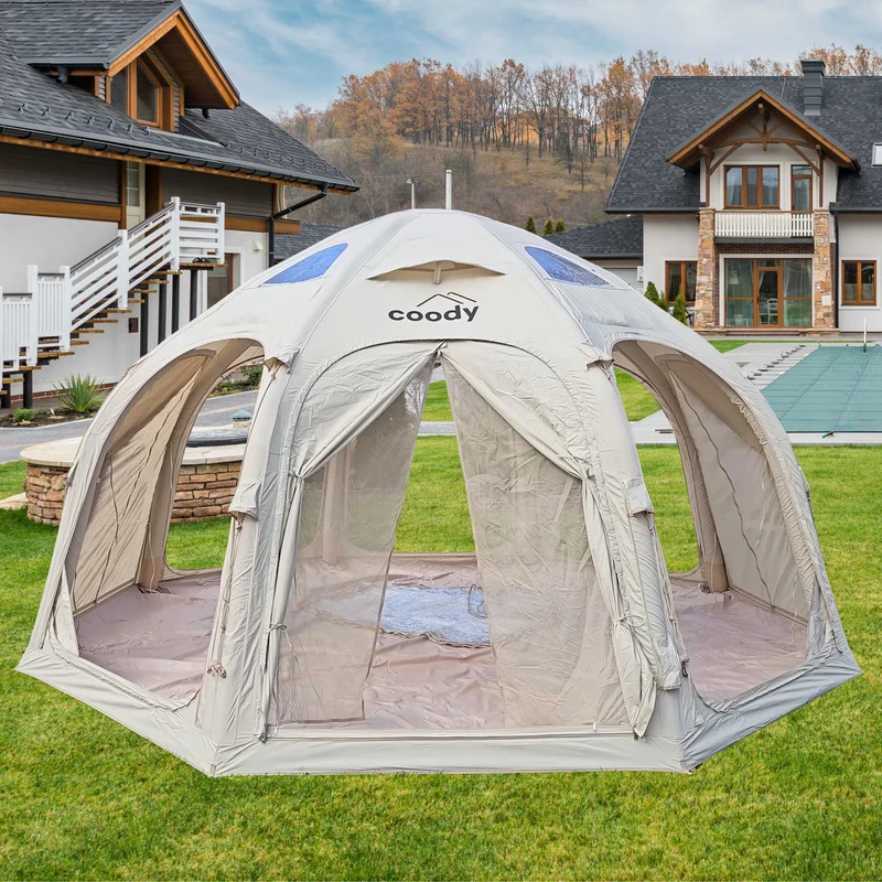 Coody Aurora Dome Beige (2-4 Person)+Carpet(Beige)+Electric Pump