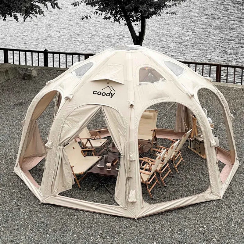 Coody Aurora Dome Beige (2-4 Person)+Carpet(Beige)+Electric Pump