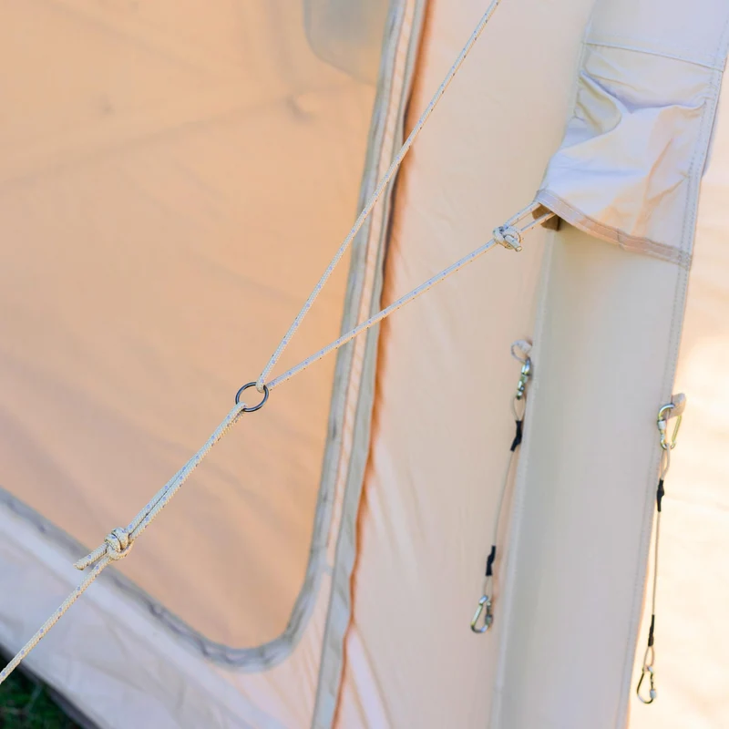 Coody Familia AirTent 17.2 Pro Beige Bundle-Inflatable Hot Tent with Stove Jack for Camping, 2–10 People + Electric Pump 133P + Ground Sheet 17.2 Pro