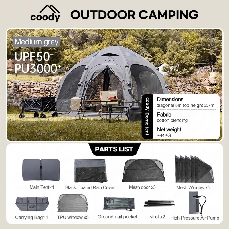 Coody Aurora Dome Gray Inflatable Shelter for Outdoors (2-4 person)