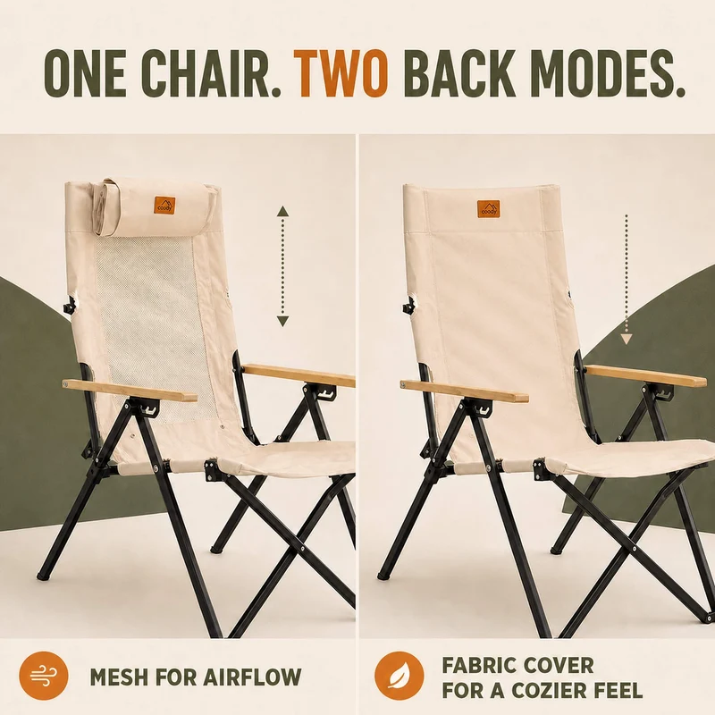 Coody Relax 4-Position Camping Chair – Beige