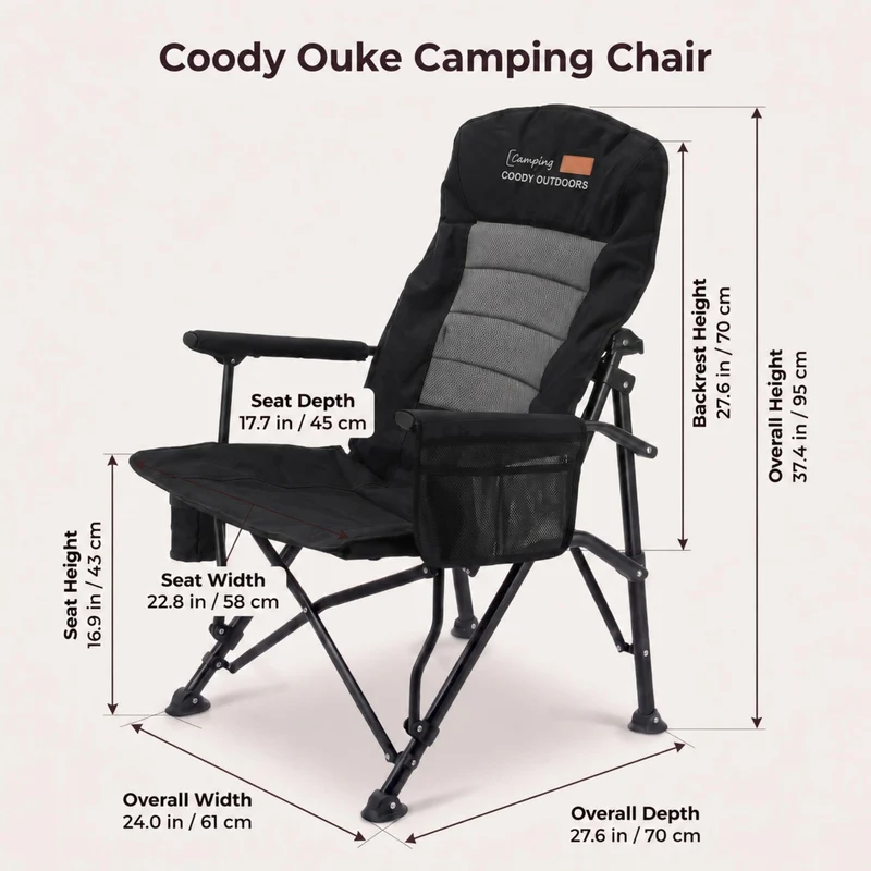Coody Ouke Padded Camping Chair – Black