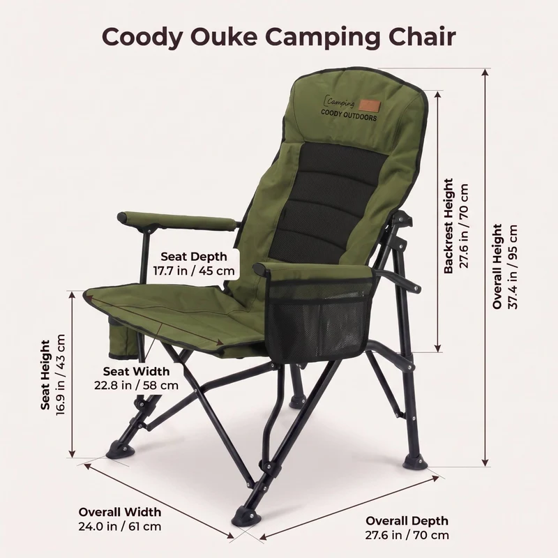 Coody Ouke Padded Camping Chair – Green