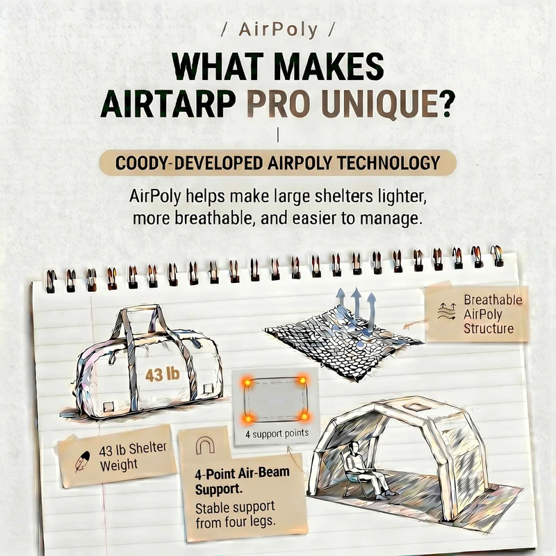 Coody AirTarp Pro Inflatable Canopy Extension for 17.2 Pro, 10.0 Pro & Hub Pro AirTents – Beige