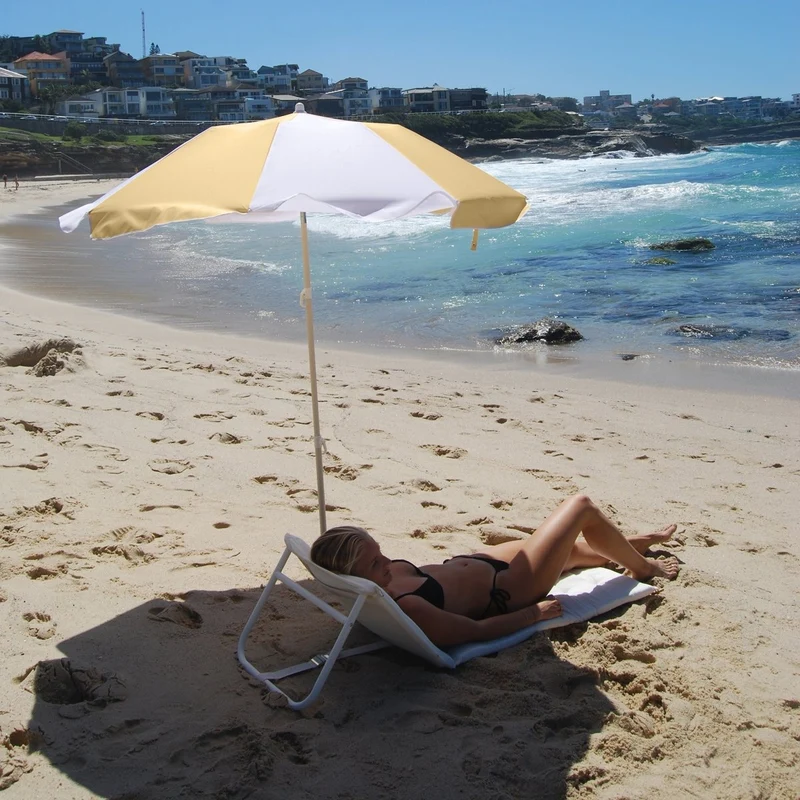 Compact Beach Umbrella - Butternut Stripe