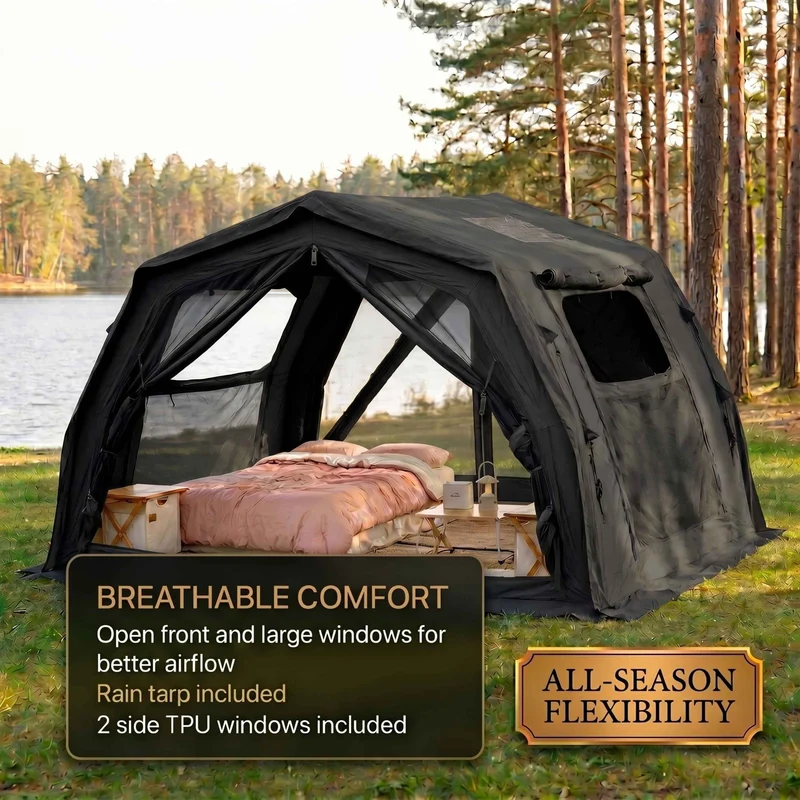 Coody 10.0 PRO Black Premium Family Inflatable Canvas Tent (2-4 Person)