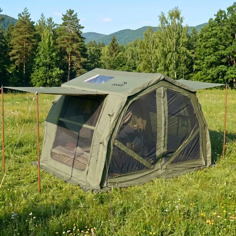 Coody 10.0 PRO Forest Green Premium Family Inflatable Canvas Tent (2-4 Person)