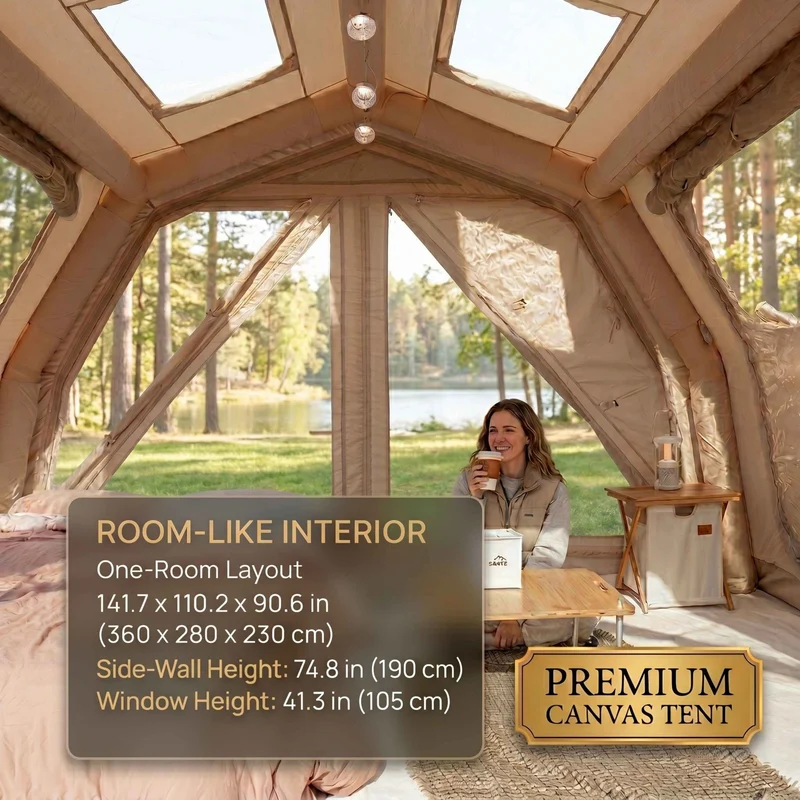 Coody 10.0 PRO Beige Premium Family Inflatable Canvas Tent (2-4 Person)
