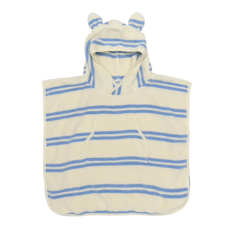 Kids Beach Poncho Towel - Sammy the Seagull Blue Stripe