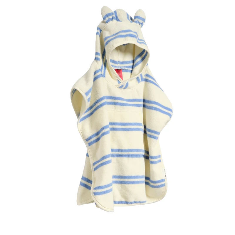Kids Beach Poncho Towel - Sammy the Seagull Blue Stripe
