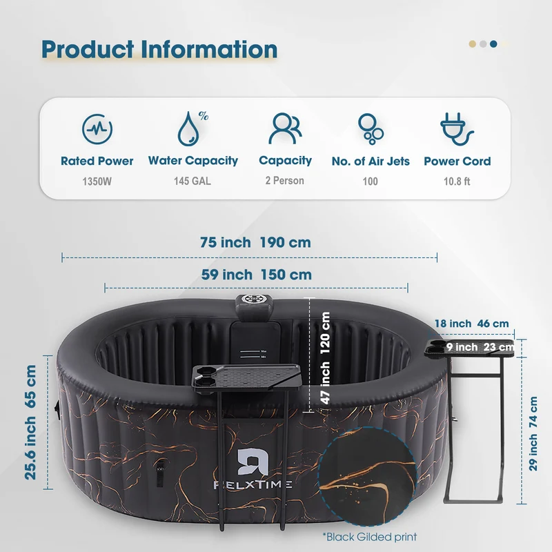 Oval Inflatable Hot Tub - Black Gold Edition-CA