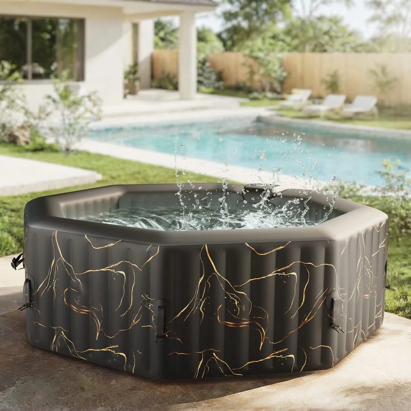 Octagonal Inflatable Hot Tub - Black Gold Edition-CA