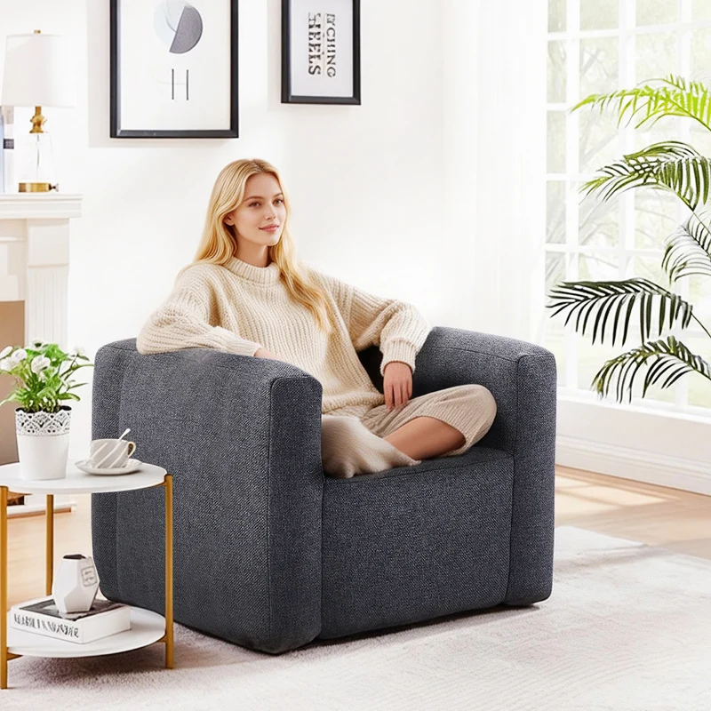Portable Linen Inflatable Sofa Chair – Indoor & Outdoor - Grey