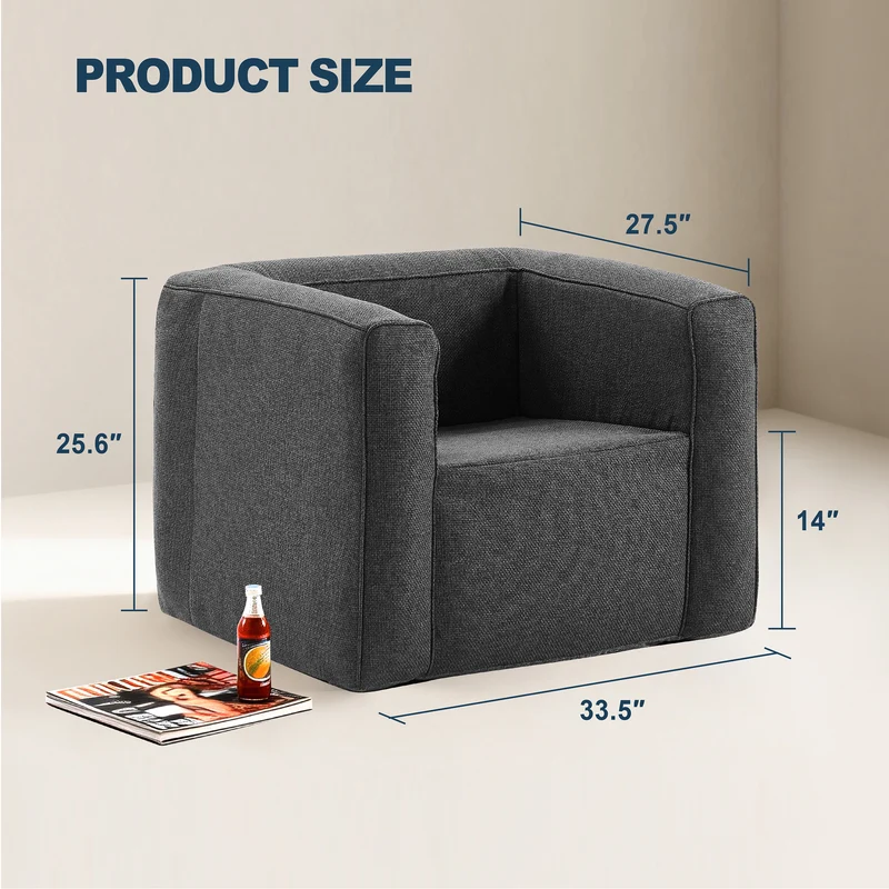 Portable Linen Inflatable Sofa Chair – Indoor & Outdoor - Grey