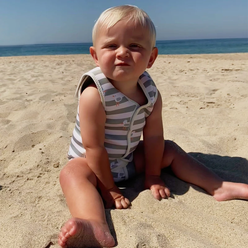 Baby Wetsuit - Sammy the Seagull Green Stripe