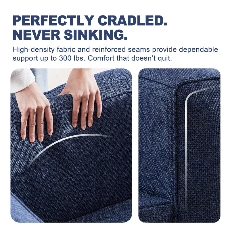 Portable Inflatable Sofa – Linen Air Lounger Chair -Blue