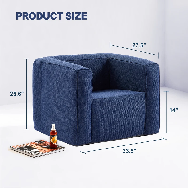 Portable Inflatable Sofa – Linen Air Lounger Chair -Blue