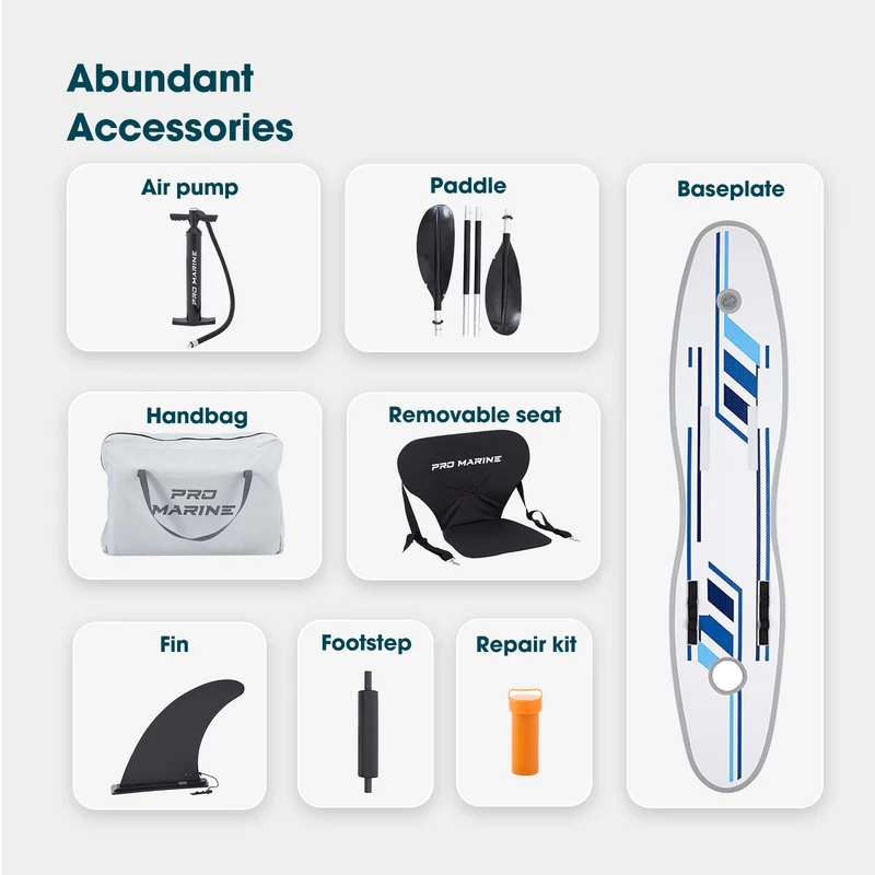 PROMARINE® Inflatable Kayak Blowup Touring Portable Kayak Set with Adjustable Seat and Pump