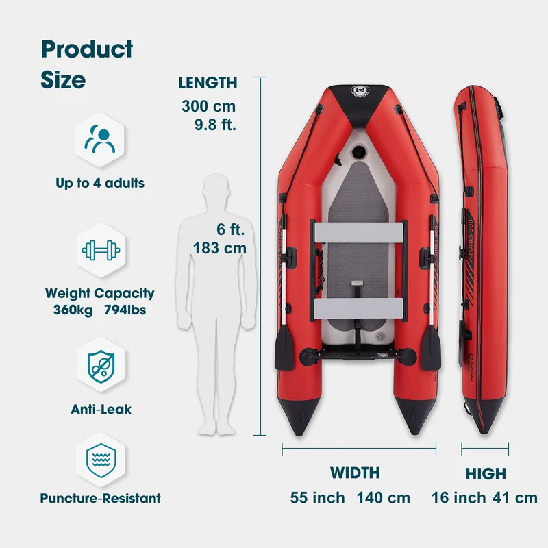 ProMarine® Inflatable Dinghy Boats Raft Fishing Pontoon Boat Set , Fishing Rod Holders