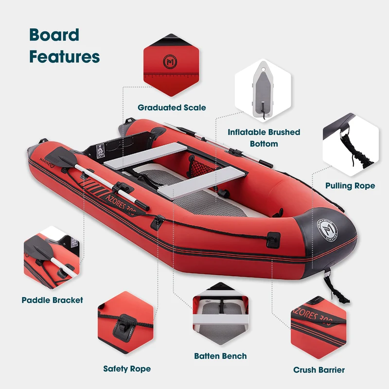 ProMarine® Inflatable Dinghy Boats Raft Fishing Pontoon Boat Set , Fishing Rod Holders