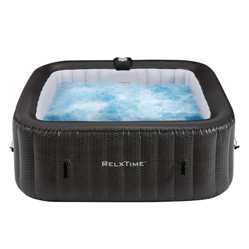 Square Inflatable Hot Tub - Black Rattan Pattern